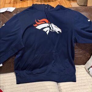 Nike Navy and Orange Broncos Hoodie